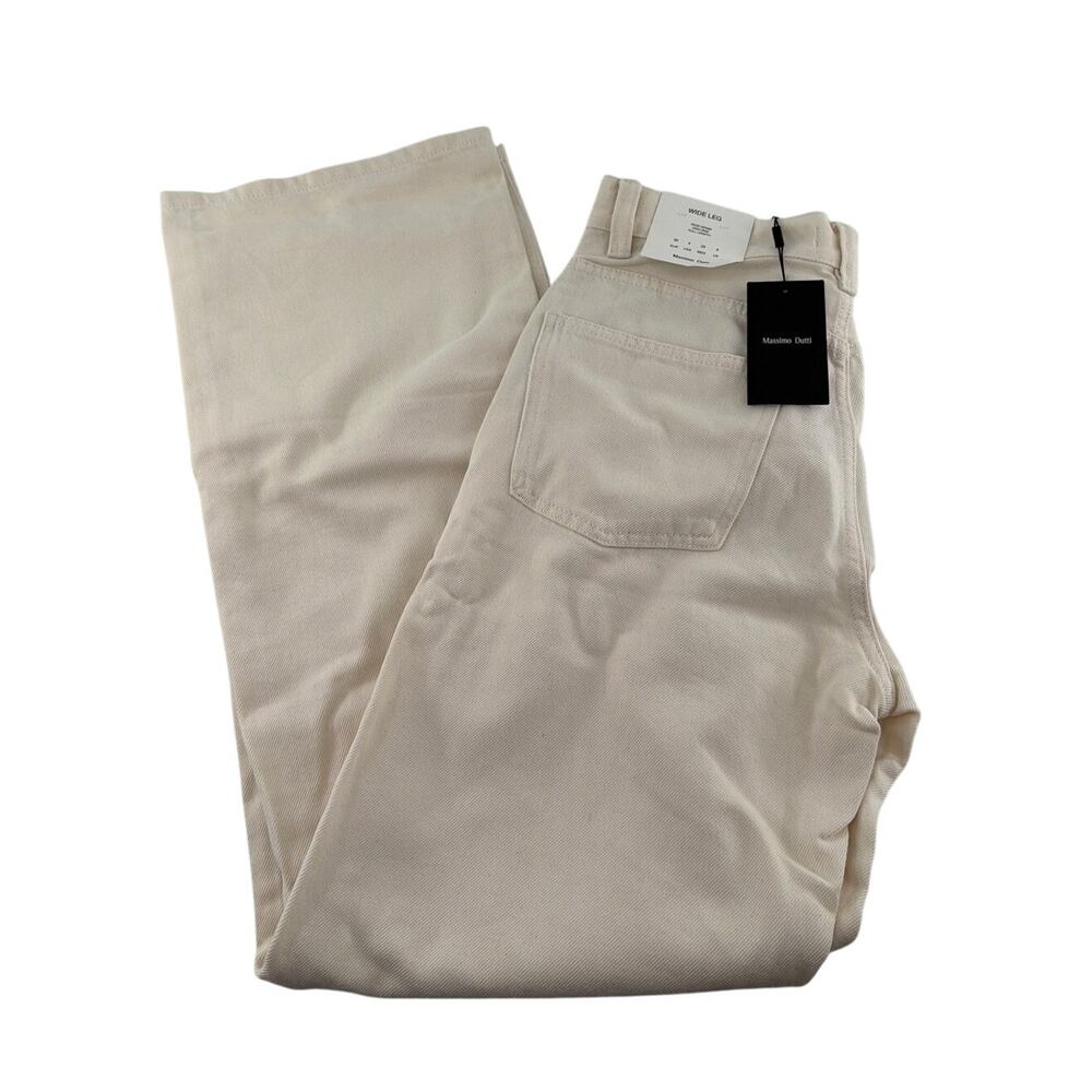 Massimo Dutti Women's Cream High Rise Wide Leg Jeans Size 4 - Picture 3 of 11